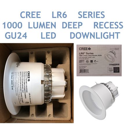 NIB! CREE LR6 Series 1000 Lumen Deep Recess GU 24 LED Adjustable DownLight