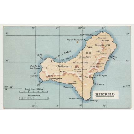 El Hierro Canary Islands Map early 20th C. PC Spain Nobrega 3705