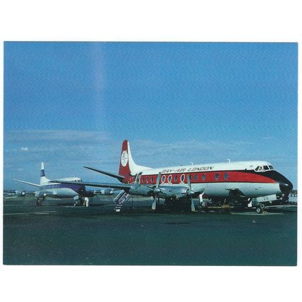 VISCOUNT AIRCRAFT DAN AIR AT LYDD AIRPORT CARD NO W 71