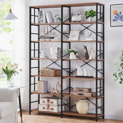 HOMISSUE Bookshelf, Industrial Double Wide 7-Tier Bookshelves, 84" Tall Bookcase