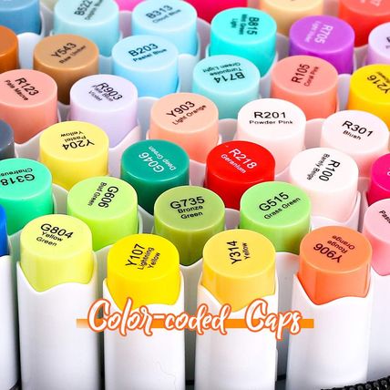 Caliart 101 Colors Brush & Chisel Alcohol Markers for Adult Coloring Book, Dual