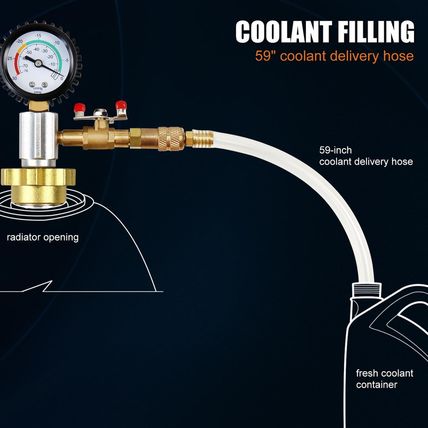 Automotive Radiator Coolant Vacuum Refill Tool Kit, Engine Cooling System Vacuum