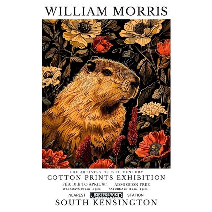 William Morris Annimals (16) Poster Canvas Cotton Print Exhibition A0 A1 A2 A3 A