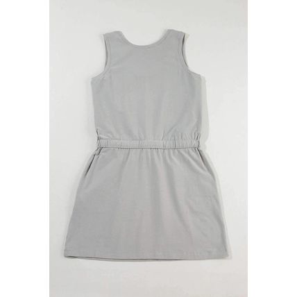 Gray Sleeveless Drawstring Waist Mini Dress