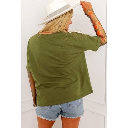 Fern Green Faux Two Piece Floral Long Sleeve Patchwork Tee