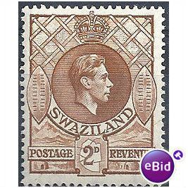 Swaziland 1943 SG31a 2d Yellow-Brown P13.5x14 Mtd Mint