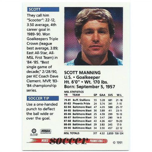 1991 Soccer Shots MSL - #054 - Scott Manning