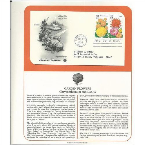 GARDEN FLOWERS : Chrysanthemum /Dahlia ' OFFICIAL FIRST DAY of ISSUE ' (1995)