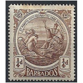 Barbados 1916 SG181 1/4d Deep Brown Mounted Mint . ..