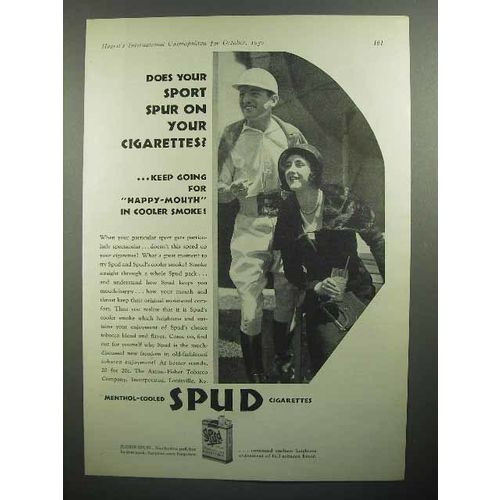 1930 Spud Cigarettes Ad - Does Your Sport Spur On?