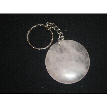 Beautiful round delicate rose quartz keyring desk bag office charm