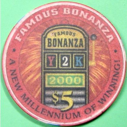 Bonanza. $5 Casino Chip. Central City, CO. Millennium. Z64.