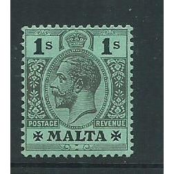 malta stamps george v watermark m crown ca sg81b sg 81b blue green back hm