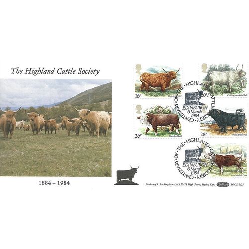 1984 Cattle BENHAM Illustrated First Day Cover - HIGHLAND Cattle Socirty CDS