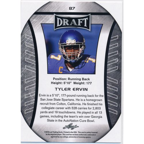 2016 Leaf Draft Football 87 Tyler Ervin