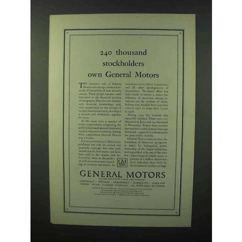 1930 General Motors Ad - 240 Thousand Stockholders
