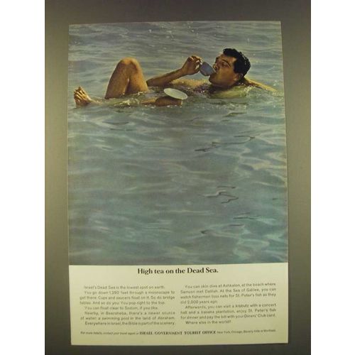 1963 Israel Government Tourist Office Ad - High tea on the Dead Sea