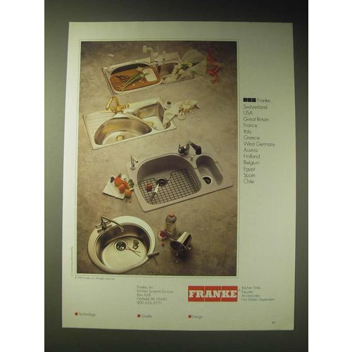 1989 Franke Kitchen Sinks, Faucets, Accessories and Hot Water Dispensers Ad