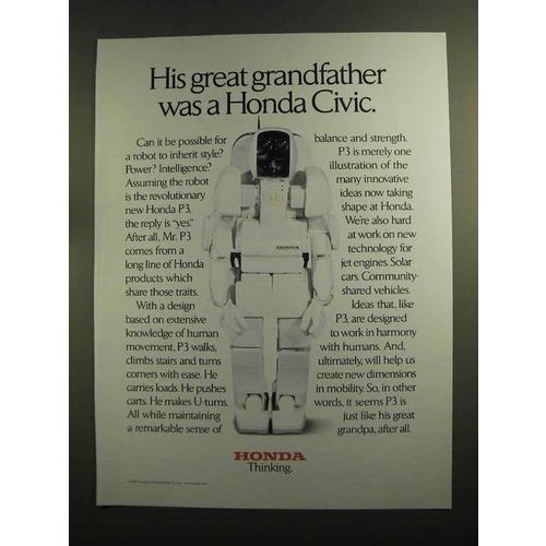 1999 Honda P3 Robot Ad - Grandfather was a Civic