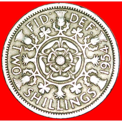 UNCOMMON: UNITED KINGDOM ★ 2 SHILLINGS FLORIN 1954! LOW START ★ NO RESERVE!