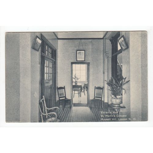 Entrance Hall St Martin's Convent Muswell Hill Postcard London
