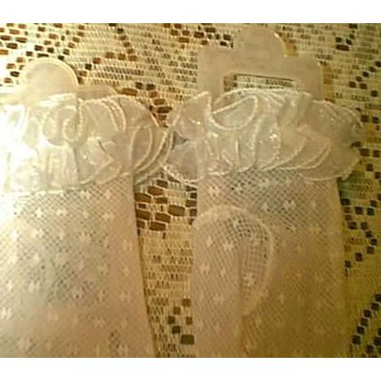 NEW WOMENS PRETTY WHITE 8" KNIT-LIKE WEDDING FORMAL WEAR GLOVES SIZE SMALL