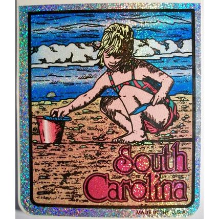 South Carolina State Vinyl Reflective Souvenir Decal with Glitter