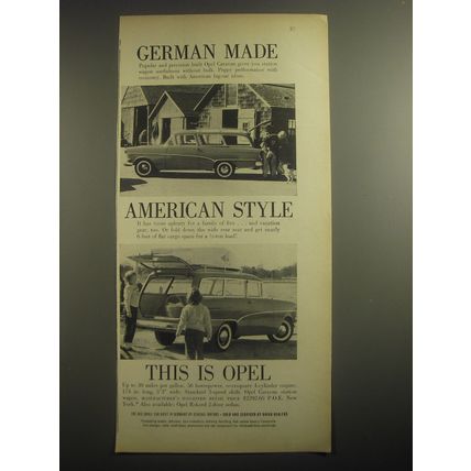 1959 Opel Caravan Station Wagon Ad - German made American Style This is Opel