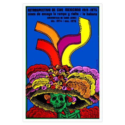 Movie Poster 4 Mexican film cinema.GREEN Skeleton.Catrina Mexico Hat.Decor Art.