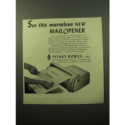 1950 Pitney-Bowes MailOpener Ad - See this marvelous new mailopener