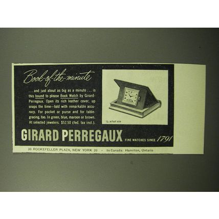 1950 Girard Perregaux Book Watch Ad - Book-of-the-minute