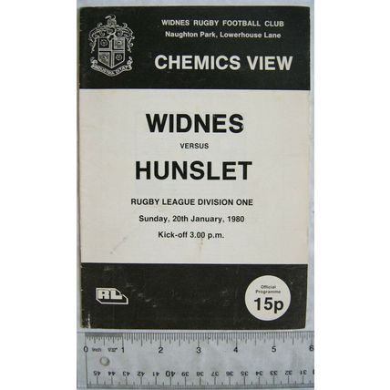 1980 programme Widnes v. Hunslet