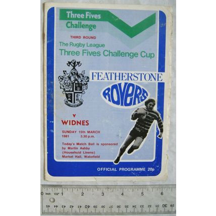 1981 programme Featherstone Rovers v. Widnes, Three Fives Challenge 3rd Round
