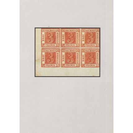 1850 Sechserblock German Antique 1850 Stamps Museum Postcard