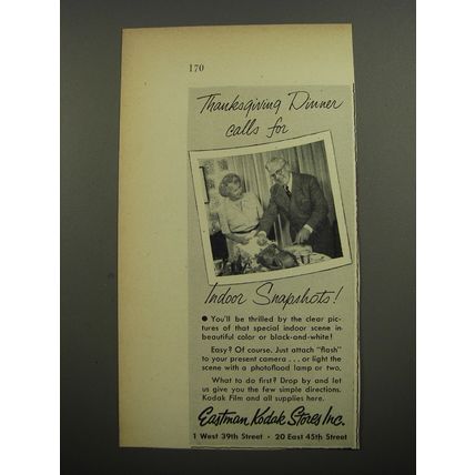 1952 Eastman Kodak Stores Ad - Thanksgiving Dinner calls for indoor snapshots