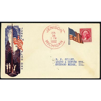 American Flag in Blue VERY RARE Fancy Cancel on Cover - Stuart Katz