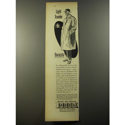 1954 Baracuta Rainwear Ad - Light traveler