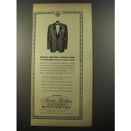 1954 Brooks Brothers Evening Wear Advertisement
