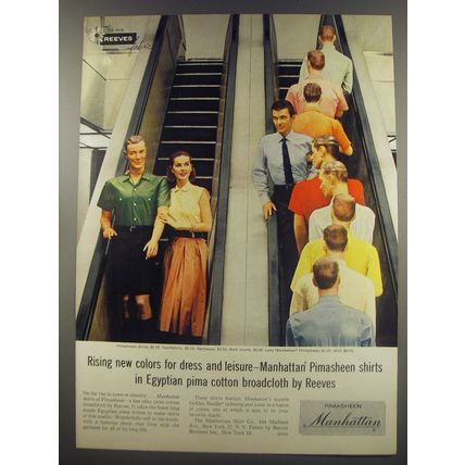1956 Manhattan Pimasheen Shirts Advertisement - Rising colors for dress