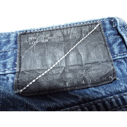 Rare Sean John Jeans Mens 42x26 Straight Leg Loose Fit Solid Cotton Blue Denim