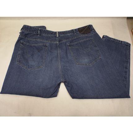 Rare Sean John Jeans Mens 42x26 Straight Leg Loose Fit Solid Cotton Blue Denim