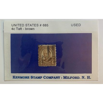 US #685 Taft 4c Stamp Used Canceled Postage American Presidents Four Cents Brown
