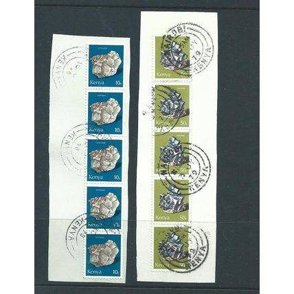 Kenya stamps fu 1977 minerals coils strips 50c has coil join sg111 sg107 sg 107