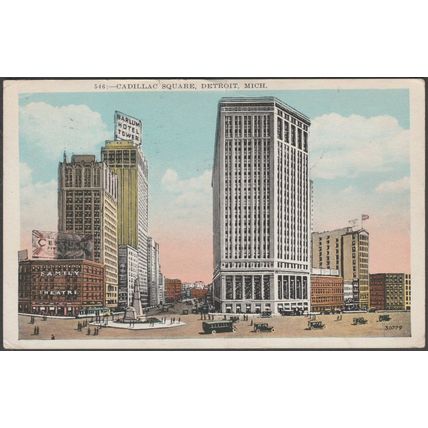Cadillac Square, Detroit, Michigan, 1930 - Postcard