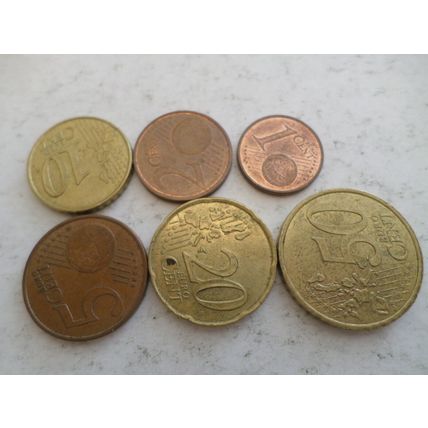 France - set of 6 euro cent coins - dated 1999 - 1, 2, 5, 10, 20 and 50 cent