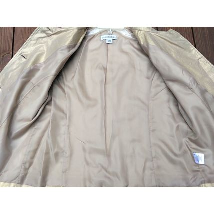 Vintage Womens Sag Harbor Linen Blend GOLD Shimmer Suit Jacket NWT Lg Button