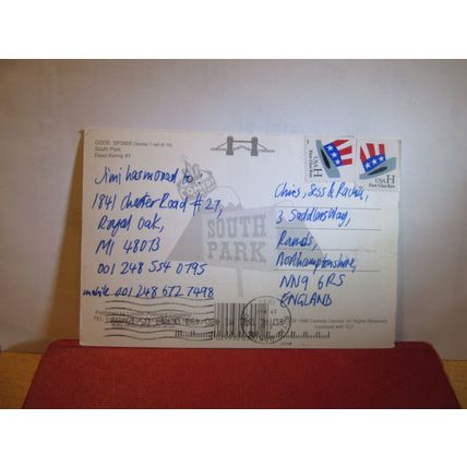 DEAD KENNY, SOUTH PARK USA used postcard dated 1998 =