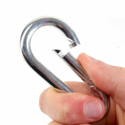 METAL CAMPING CARABINER 2 Heavy Duty Spring Loaded 8mm Snap Clip Clasp Karabiner