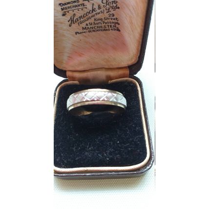 Antique Vintage Edwardian Silver and Gold Spinner Band Size UK T, US 9.75