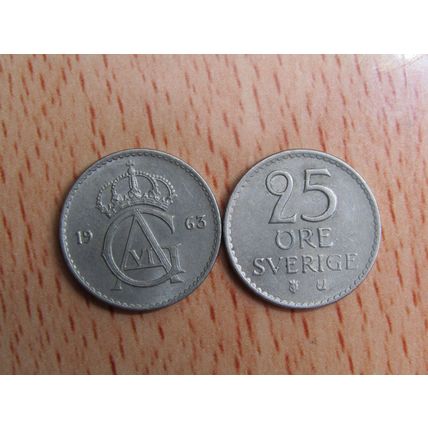 Sweden 1963 25 Ore Coin